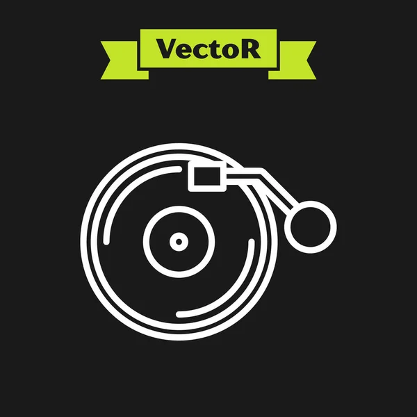 Reproductor Vinilo Línea Blanca Con Icono Disco Vinilo Aislado Sobre — Vector de stock