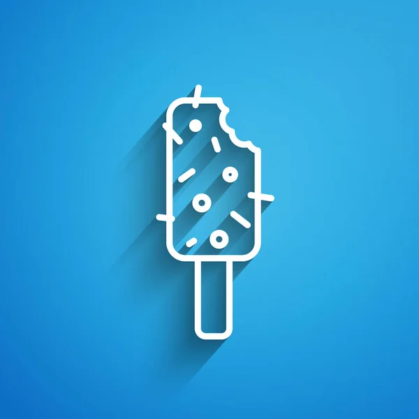 White Line Ice Cream Icon Isolated Blue Background Sweet Symbol — Stock Vector