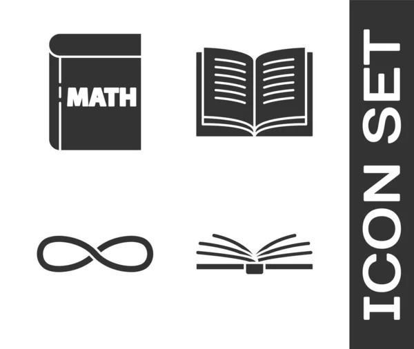 Set Open Book Book Word Mathematics Infinity Open Book Icon — Stock Vector