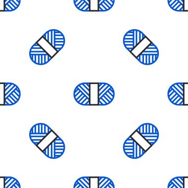 Makarna simgesinde çizgi dikiş ipliği beyaz arkaplanda izole edilmiş pürüzsüz desen. İplik makarası. İplik kutusu. Renkli taslak konsepti. Vektör.