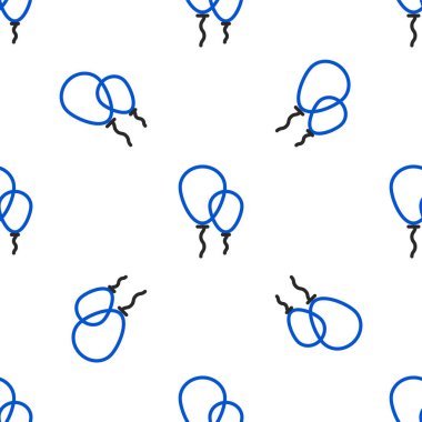 Kurdele ikonlu çizgi balonları beyaz arka planda izole edilmiş kusursuz desen. Renkli taslak konsepti. Vektör.