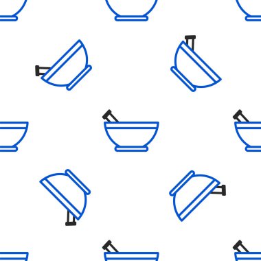 Havan topu ve tokmak simgesi beyaz arkaplanda izole edilmiş kusursuz desen. Renkli taslak konsepti. Vektör.