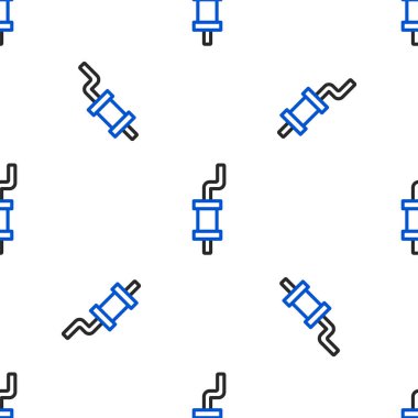 Line Car susturucu simgesi beyaz arka planda izole edilmiş. Egzoz borusu. Renkli taslak konsepti. Vektör.