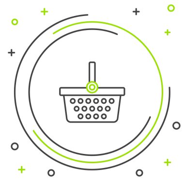 Hat Alışveriş Sepeti simgesi beyaz arkaplanda izole edildi. İnternetten satın alma konsepti. Servis tabelası. Alışveriş arabası sembolü. Renkli taslak konsepti. Vektör.