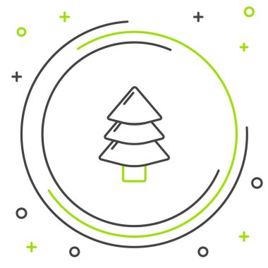 Beyaz arka planda izole edilmiş çizgi Noel ağacı simgesi. Mutlu Noeller ve mutlu yıllar. Renkli taslak konsepti. Vektör.