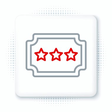 Satır Bilet simgesi beyaz arkaplanda izole edildi. Eğlence parkı. Renkli taslak konsepti. Vektör.