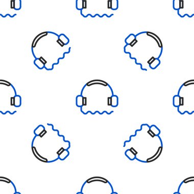 Hat Kulaklığı simgesi beyaz arka planda izole edilmiş kusursuz desen. Müşteri hizmetleri, yardım hattı, çağrı merkezi, faq, bakım. Renkli taslak konsepti. Vektör.