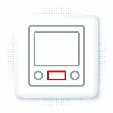 Çizgi Elektronik ölçek simgesi beyaz arkaplanda izole edildi. Ağırlık ölçüm aletleri. Renkli taslak konsepti. Vektör.