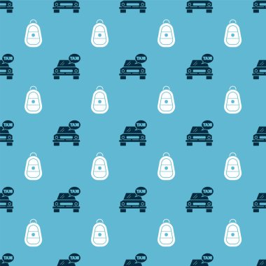 Taksi arabasını ve araba anahtarını kusursuz şablona ayarlayın. Vektör.