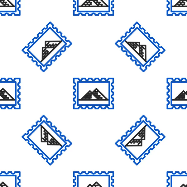 우표와 이집트의 피라미드 문양은 바탕에 바다없는 무늬가 있었다 Vector — 스톡 벡터