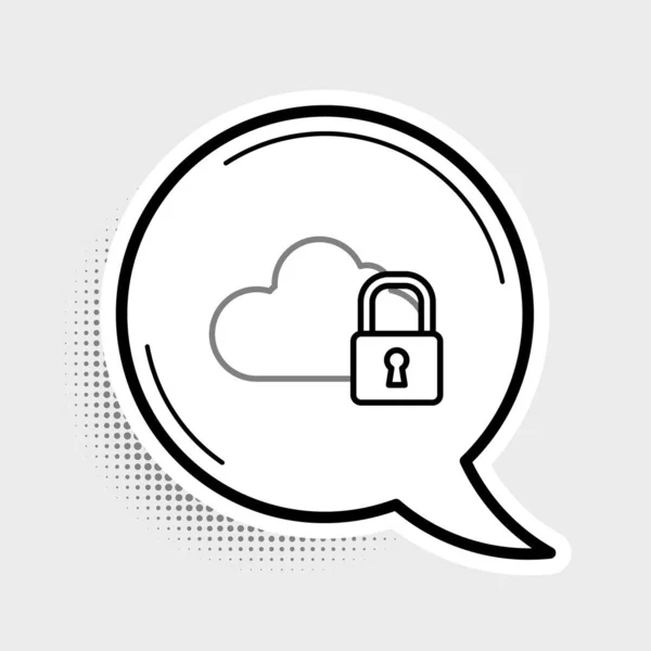 Ikona Zamykání Line Cloud Computing Izolovaná Šedém Pozadí Bezpečnost Bezpečnost — Stockový vektor
