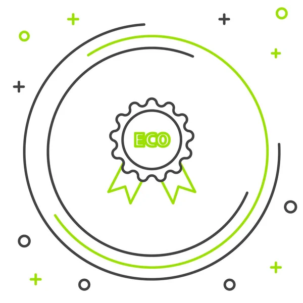 Ligne Bannière Étiquette Étiquette Logo Pour Éco Vert Icône Nourriture — Image vectorielle