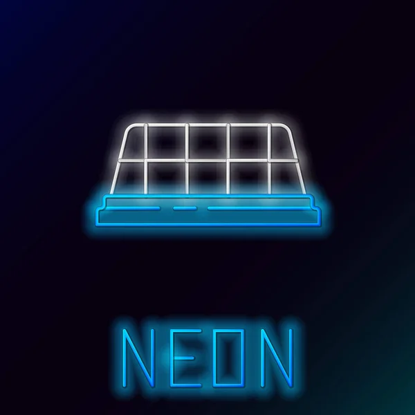 Glödande Neon Line Taxi Bil Tak Ikon Isolerad Svart Bakgrund — Stock vektor