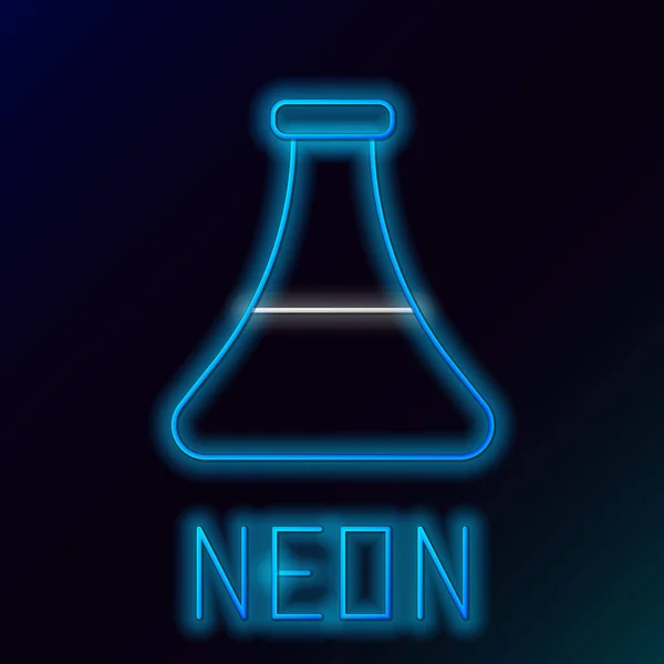 Leuchtende Neon Linie Benzin Reagenzglas Symbol Isoliert Auf Schwarzem Hintergrund — Stockvektor