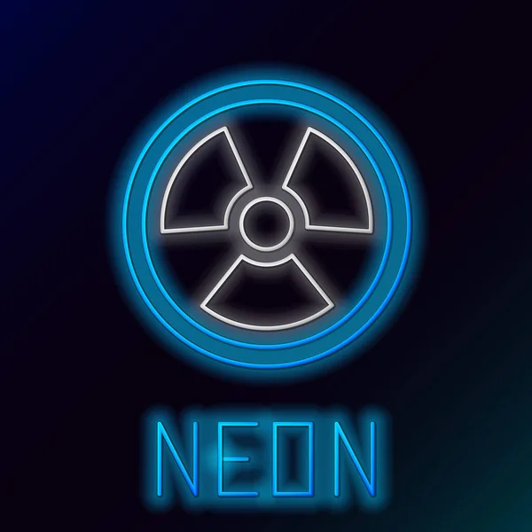Zářící Neonová Čára Radioaktivní Ikona Izolovaná Černém Pozadí Radioaktivní Toxický — Stockový vektor
