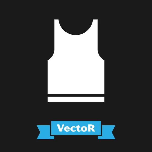 White Sleeveless Shirt Icon Isolated Black Background Vector Illustration — Stock Vector