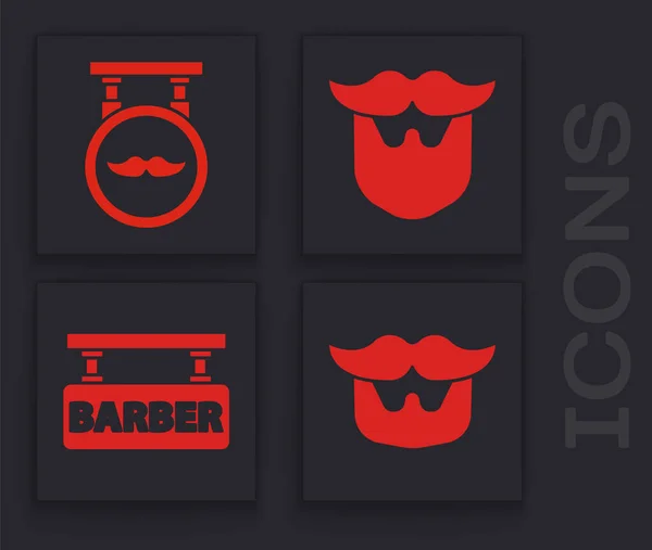 Definir Bigode Barba Barbershop Bigode Barba Ícone Barbershop Vetor — Vetor de Stock