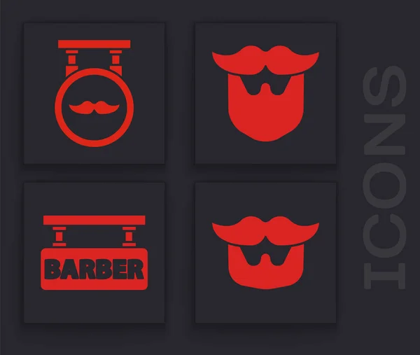 Set Bigote Barba Barbería Bigote Barba Icono Barbería Vector — Vector de stock