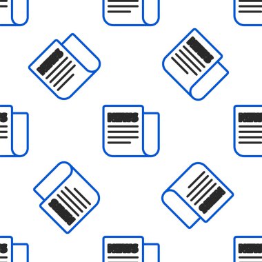 Line News simgesi beyaz arkaplandaki kusursuz deseni izole etti. Gazete tabelası. Kitle iletişim sembolü. Renkli taslak konsepti. Vektör.