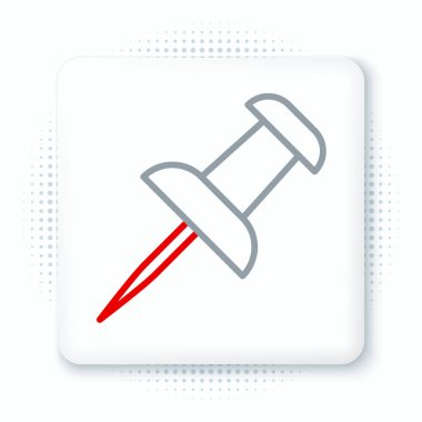 Çizgi itme simgesi beyaz arkaplanda izole edildi. Raptiye işareti. Renkli taslak konsepti. Vektör.