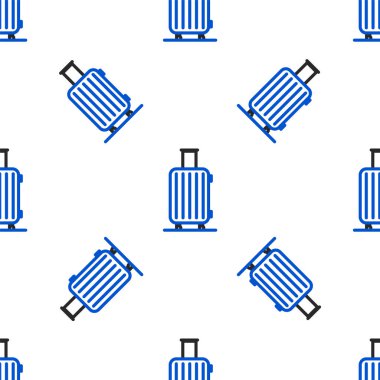 Seyahat simgesi için bavul beyaz arkaplanda izole edilmiş kusursuz desen. Seyahat bagaj tabelası. Seyahat bagaj ikonu. Renkli taslak konsepti. Vektör.