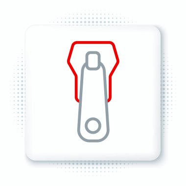 Beyaz arkaplanda çizgi fermuarı simgesi izole edildi. Renkli taslak konsepti. Vektör.