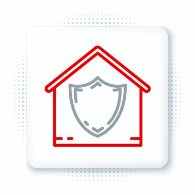 Hat Evi koruma altında beyaz arka planda izole edilmiş bir simge. Koruma, güvenlik, güvenlik, koruma, savunma konsepti. Renkli taslak konsepti. Vektör.