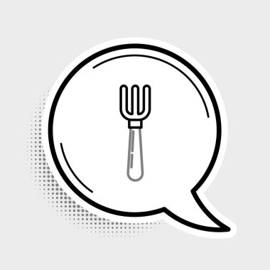 Fork çizgisi simgesi gri arkaplanda izole edildi. Çatal bıçak sembolü. Renkli taslak konsepti. Vektör.
