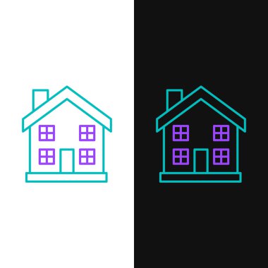 Çizgi Evi simgesi beyaz ve siyah arkaplanda izole edildi. Ev sembolü. Renkli taslak konsepti. Vektör.