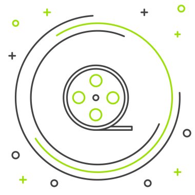 Çizgi film makarası simgesi beyaz arkaplanda izole edildi. Renkli taslak konsepti. Vektör.