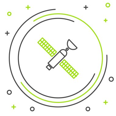 Uydu simgesi beyaz arkaplanda izole edildi. Renkli taslak konsepti. Vektör.