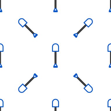 Çizgi küreği simgesi beyaz arkaplanda izole edilmiş kusursuz desen. Bahçe aletleri. Bahçecilik, tarım, çiftçilik aleti. Renkli taslak konsepti. Vektör.