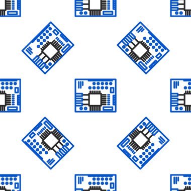 Satır yazdırılmış devre kartı PCB simgesi beyaz arkaplanda izole edilmiş pürüzsüz desen. Renkli taslak konsepti. Vektör.