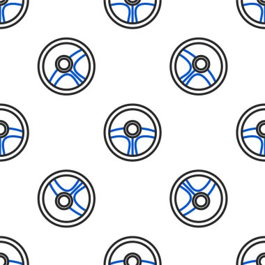 Çizgili direksiyon simgesi beyaz arkaplanda izole edilmiş kusursuz desen. Araba tekeri ikonu. Renkli taslak konsepti. Vektör.