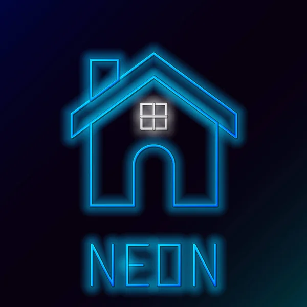 Zářící Neonová Čára Dům Ikona Izolované Černém Pozadí Domácí Symbol — Stockový vektor