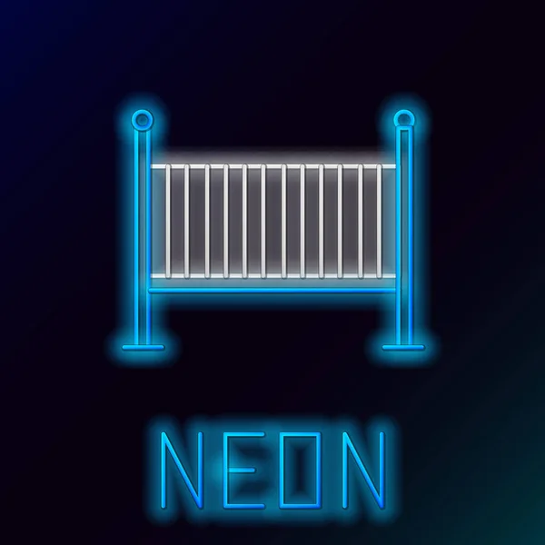 Glödande Neon Linje Baby Vagga Säng Ikon Isolerad Svart Bakgrund — Stock vektor