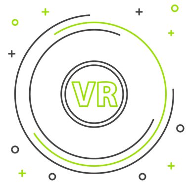 Beyaz arkaplanda sanal gerçeklik gözlüğü simgesi izole edildi. Stereoskopik 3D VR maskesi. Renkli taslak konsepti. Vektör.