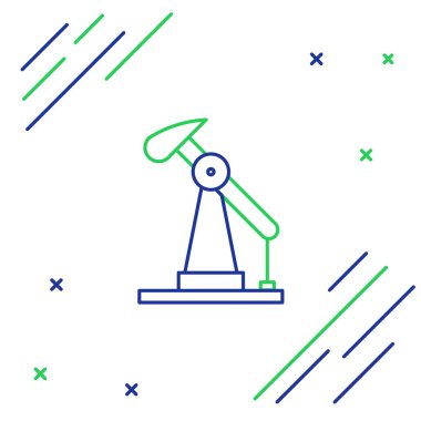 Çizgi yağı pompası ya da pompa ikonu beyaz arka planda izole edildi. Petrol platformu. Renkli taslak konsepti. Vektör.