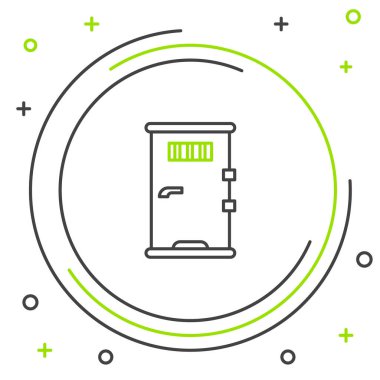 Beyaz arka planda ızgara penceresi simgesi olan bir hücre kapısı. Renkli taslak konsepti. Vektör.