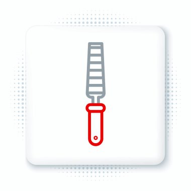 Ahşap simgesi için çizgi keski aracı beyaz arkaplanda izole edildi. Renkli taslak konsepti. Vektör.