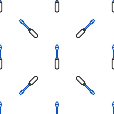 Çizgi Tornavida simgesi beyaz arkaplanda izole edilmiş kusursuz desen. Servis aracı sembolü. Renkli taslak konsepti. Vektör.