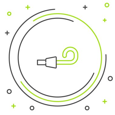 Doğum günü kornosu simgesi beyaz arka planda izole edildi. Renkli taslak konsepti. Vektör.