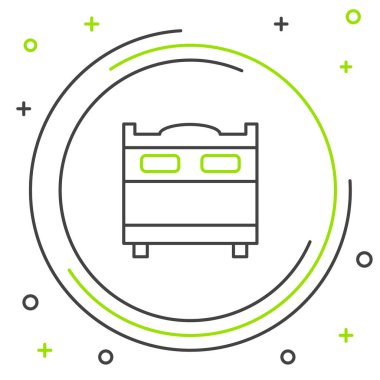 Yatak odası simgesi beyaz arkaplanda izole edildi. Düğün, aşk, evlilik sembolü. Balayı koleksiyonundan yatak odası yaratıcı ikonu. Renkli taslak konsepti. Vektör.