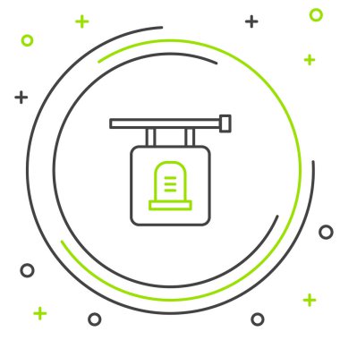 İmzalı mezar taşı simgesi beyaz arkaplanda izole edildi. Renkli taslak konsepti. Vektör.