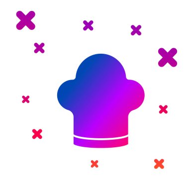 Renk Şefi şapka simgesi beyaz arkaplanda izole edildi. Aşçılık sembolü. Aşçı şapkası. Kademeli rastgele dinamik şekiller. Vektör.