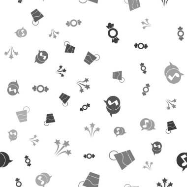 Candy 'yi, Cocktail' i, konuşma balonunda müzik notasını ve kusursuz şablon üzerine havai fişekleri ayarla. Vektör.