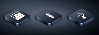 Isometric Fotoğraf, Konum Vip ve Candy simgesini ayarla. Vektör.