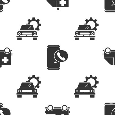 Ambulans ve acil durum arabasını ayarlayın. Taksi, telefon ve araba servisini kusursuz bir şekilde arayın. Vektör.