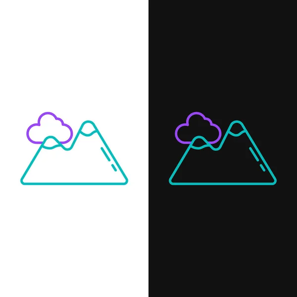 Line Mountains Symbol Isoliert Auf Weißem Und Schwarzem Hintergrund Symbol — Stockvektor