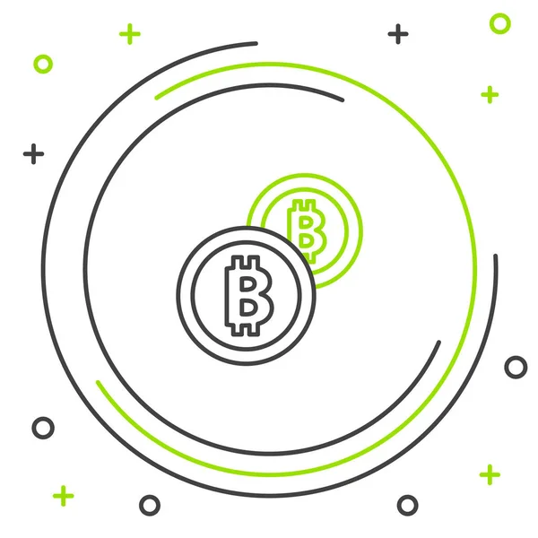 Ligne Crypto Monnaie Pièce Icône Bitcoin Isolé Sur Fond Blanc — Image vectorielle